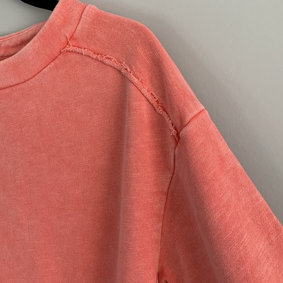 Anthropologie Pilcro Imogen Seamed Tunic Top Sweatshirt Coral Size Medium - Picture 8 of 14